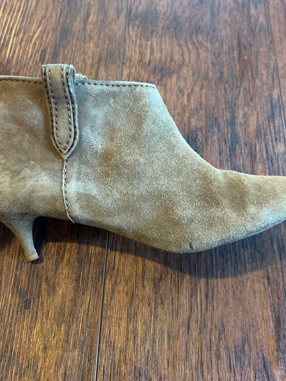 Zara Taupe Suede Pointed-Toe Kitten Heel Ankle Boot